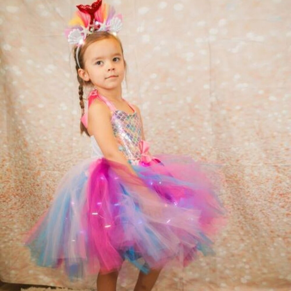 Sparkly Pink Mermaid Costume – Toddler/Child Dress-Up Outfit
